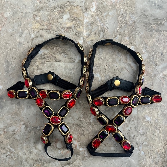 Authentic GUCCI Red & Purple Jewels Snap On Shoe Straps For Size 5 Sneakers. - Picture 5 of 8